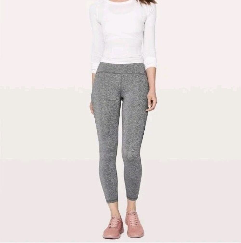 Lululemon Train Times 25" Workout Leggings Heathered Black Grey Size 4